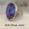 Commanding Sterling Silver And 18K Yellow Gold Ring With Bold Blue Green Australian Boulder Opal - 205-00252 - Image 4