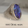 Commanding Sterling Silver And 18K Yellow Gold Ring With Bold Blue Green Australian Boulder Opal - 205-00252 - Image 5