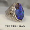 Commanding Sterling Silver And 18K Yellow Gold Ring With Bold Blue Green Australian Boulder Opal - 205-00252 - Image 3