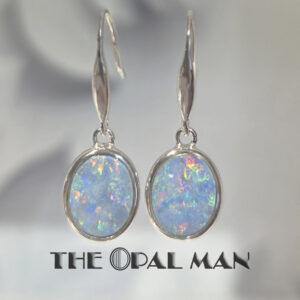 Enchanting Australian Opal Doublets Sterling Silver Earrings - 210-03869