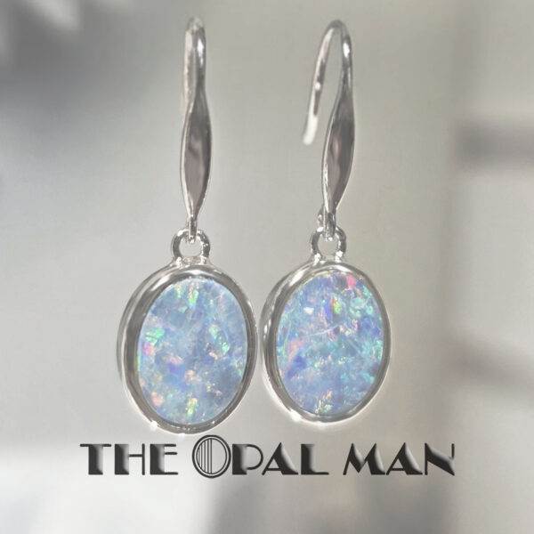 Enchanting Australian Opal Doublets Sterling Silver Earrings - 210-03869 - Image 3