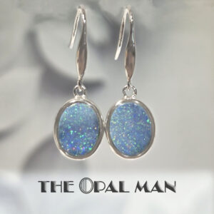 Starlight Lagoon Australian Opal Doublets Sterling Silver Dangle Earrings - 210-03870