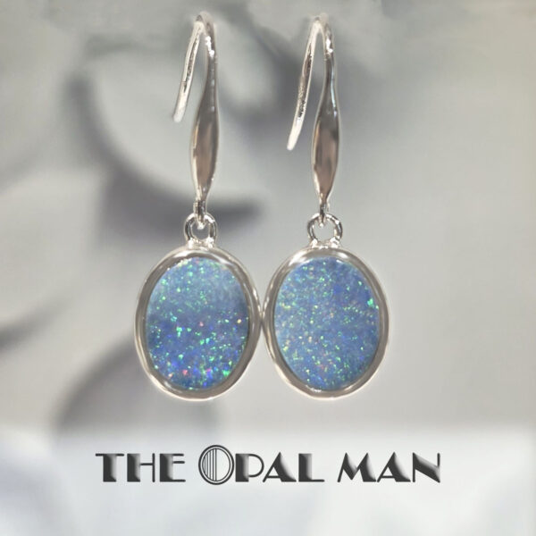 Starlight Lagoon Australian Opal Doublets Sterling Silver Dangle Earrings - 210-03870
