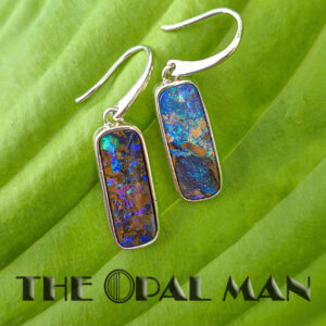 Paradise Glow Australian Boulder Opals Sterling Silver Dangle Earrings - 210-03873