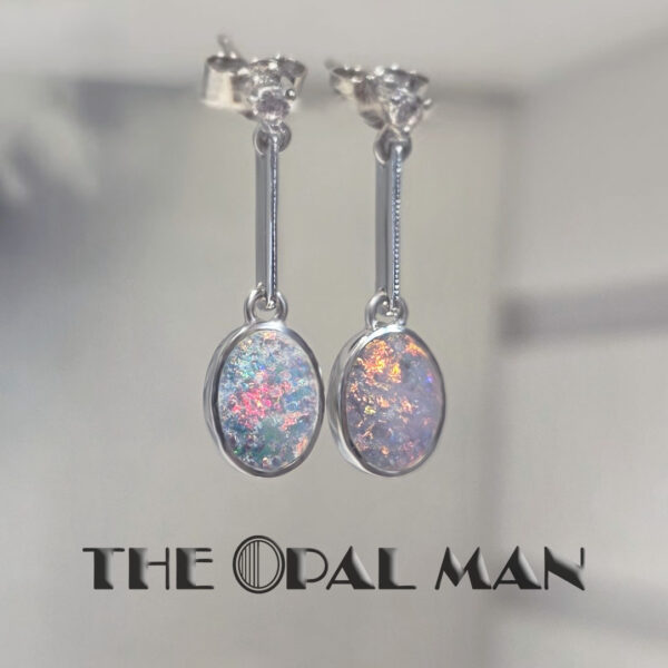 Cosmic Bloom Australian Opal Doublets Sterling Silver Earrings - 210-03884 - Image 3