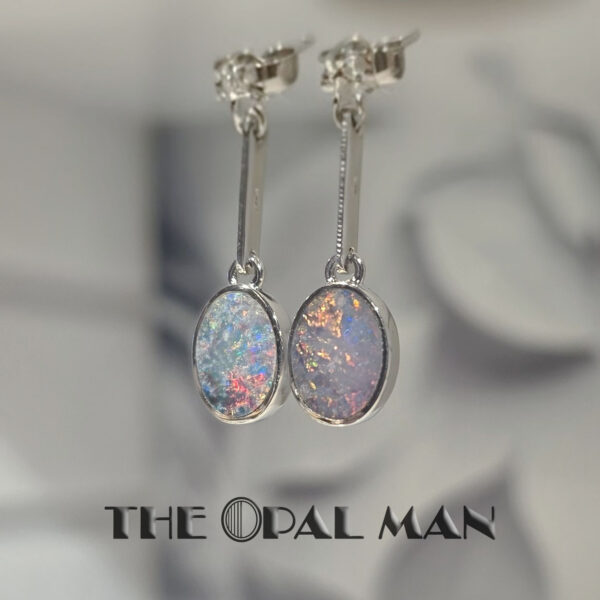 Cosmic Bloom Australian Opal Doublets Sterling Silver Earrings - 210-03884 - Image 2
