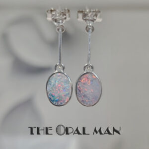 Cosmic Bloom Australian Opal Doublets Sterling Silver Earrings - 210-03884