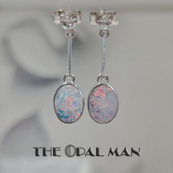 Cosmic Bloom Australian Opal Doublets Sterling Silver Earrings - 210-03884
