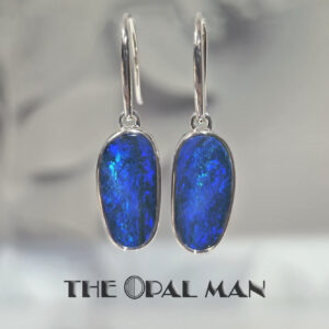 Ocean's Glow Australian Opal Doublet Sterling Silver Dangle Earrings - 210-03886