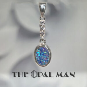Electric Sparks Australian Opal Doublet Sterling Silver Pendant - 230-03522