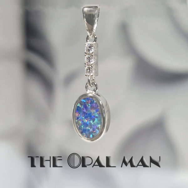 Electric Sparks Australian Opal Doublet Sterling Silver Pendant - 230-03522 - Image 2