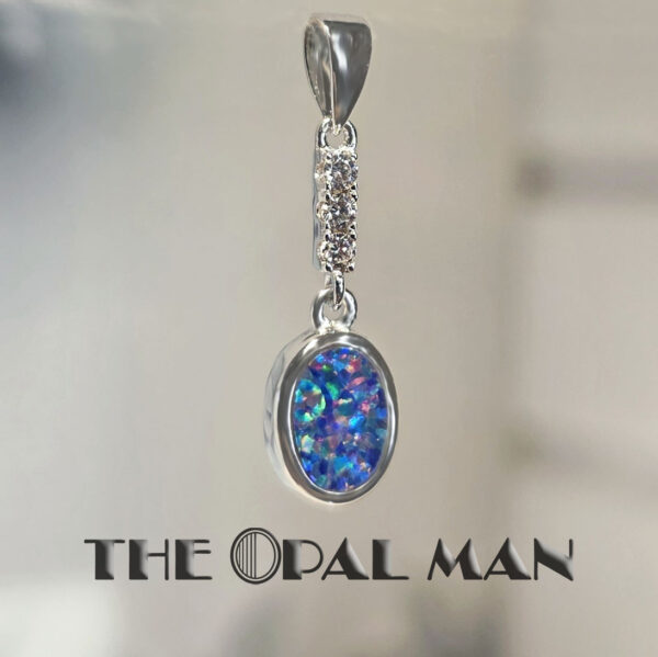Electric Sparks Australian Opal Doublet Sterling Silver Pendant - 230-03522 - Image 3