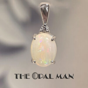 Sterling Silver Pendant With One Oval-Shaped Australian White Opal - 230-03566
