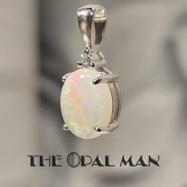 Sterling Silver Pendant With One Oval-Shaped Australian White Opal - 230-03566 - Image 2
