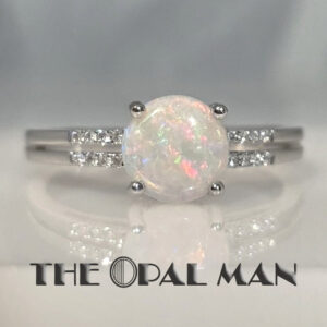 Serene 14K White Gold Ring With One Colorful Australian White Opal - 421-00303