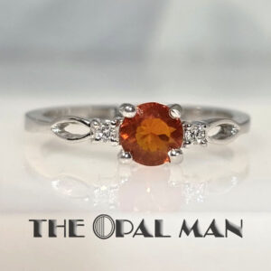Sunset Blaze Mexican Fire Opal 14K White Gold Ring - 421-00305