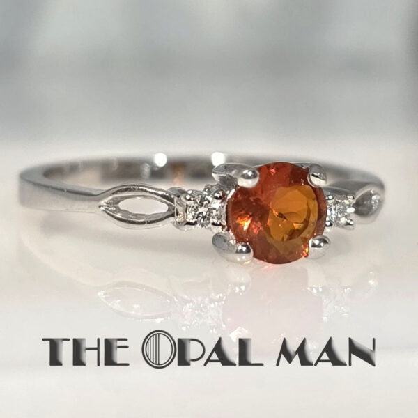 Sunset Blaze Mexican Fire Opal 14K White Gold Ring - 421-00305 - Image 2