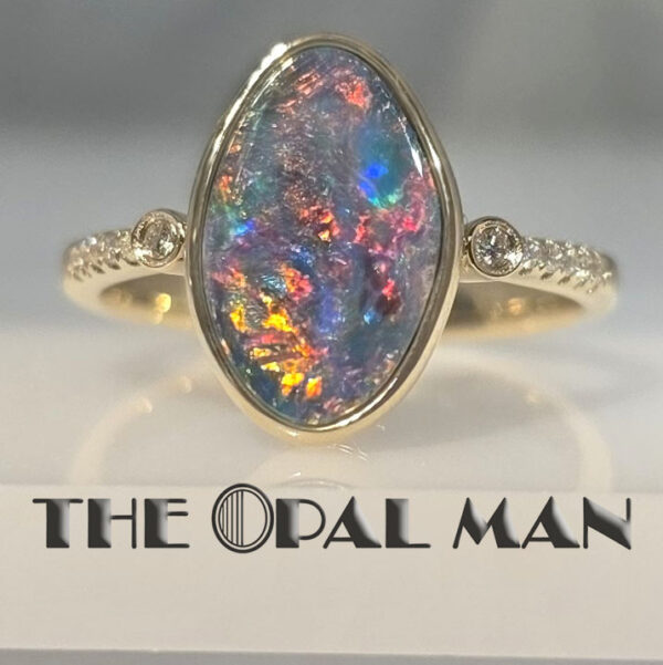 Blooming Flame Australian Opal Doublet 14K Yellow Gold Ring - 421-00319 - Image 5