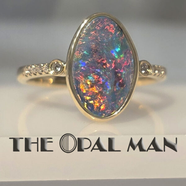 Blooming Flame Australian Opal Doublet 14K Yellow Gold Ring - 421-00319 - Image 6