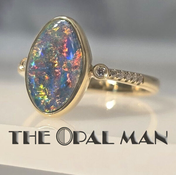 Blooming Flame Australian Opal Doublet 14K Yellow Gold Ring - 421-00319 - Image 7