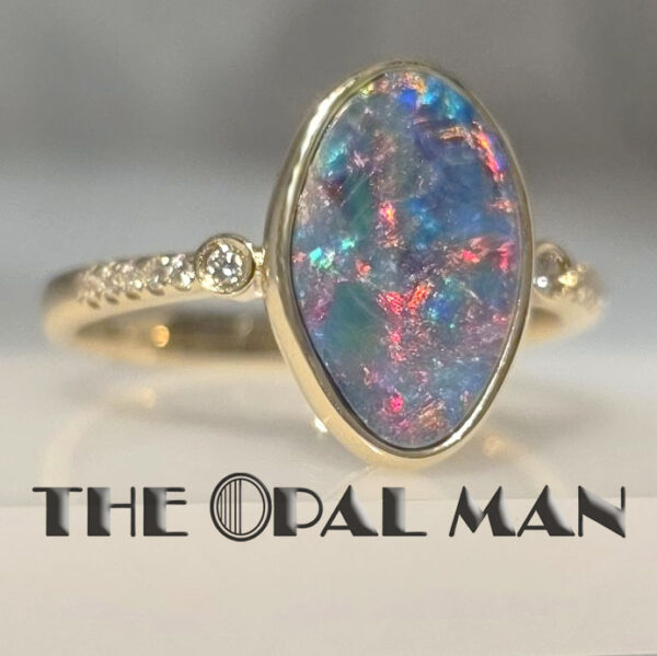 Blooming Flame Australian Opal Doublet 14K Yellow Gold Ring - 421-00319 - Image 4
