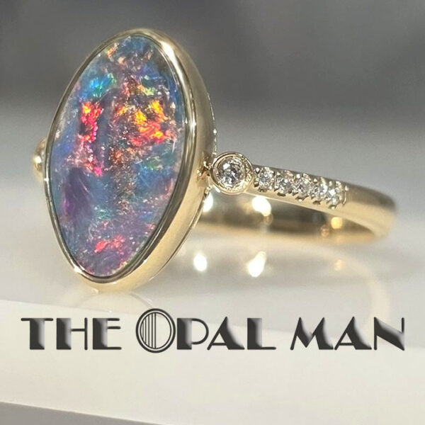 Blooming Flame Australian Opal Doublet 14K Yellow Gold Ring - 421-00319 - Image 3