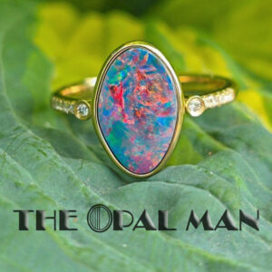 Blooming Flame Australian Opal Doublet 14K Yellow Gold Ring - 421-00319