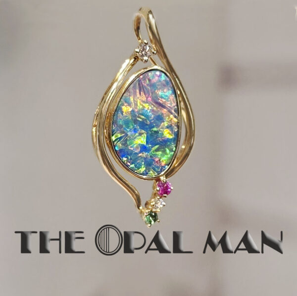 Color Splash Australian Opal Doublet 14K Yellow Gold Pendant - 424-00281 - Image 2