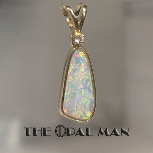 Celestial Radiance Australian Crystal Opal 14K Yellow Gold Pendant - 424-00480 - Image 2