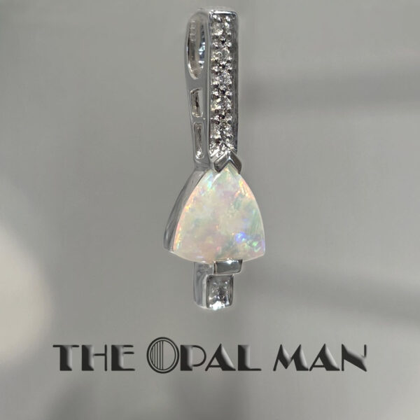 Starlight Cascade 14K White Gold Pendant With One Australian White Opal - 424-00483 - Image 3