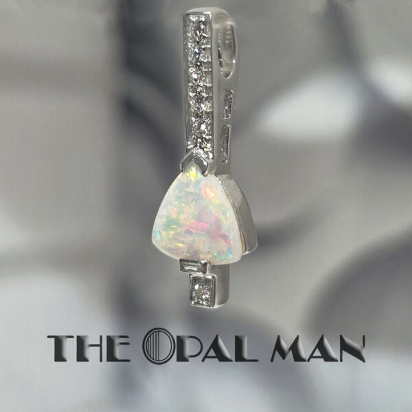 Starlight Cascade 14K White Gold Pendant With One Australian White Opal - 424-00483 - Image 2