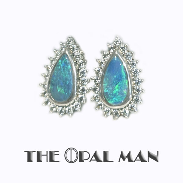 Summer Skies Australian Opal Doublets Sterling Silver Stud Earrings - 210-03262 - Image 3