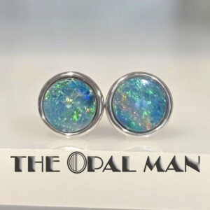 Island Gleam Australian Opal Doublets Sterling Silver Stud Earrings - 210-03906
