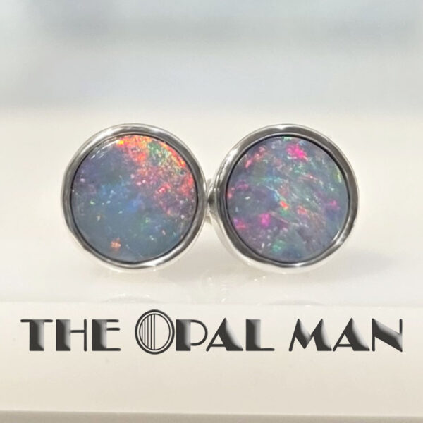 Glimmering Reef Australian Opal Doublets Sterling Silver Earrings - 210-03908