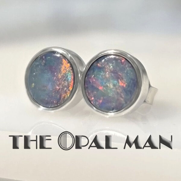 Glimmering Reef Australian Opal Doublets Sterling Silver Earrings - 210-03908 - Image 2