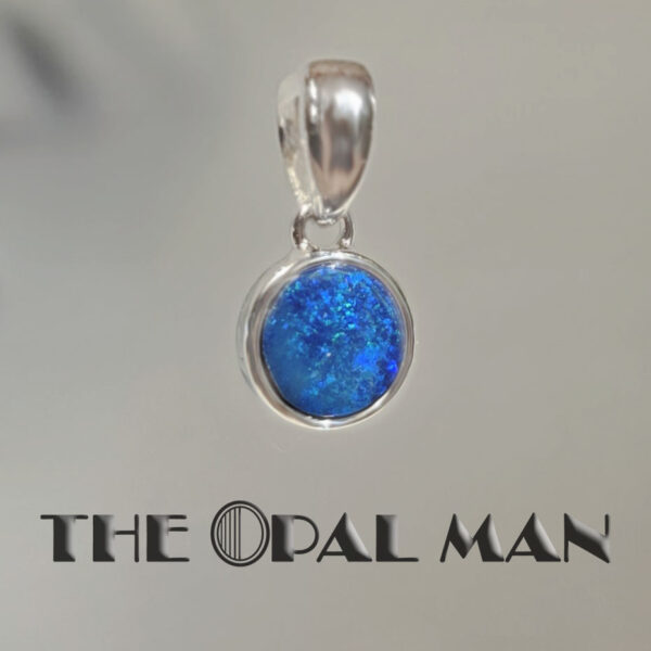 Midnight Tide Blue Australian Opal Doublet Sterling Silver Pendant - 230-03571 - Image 3