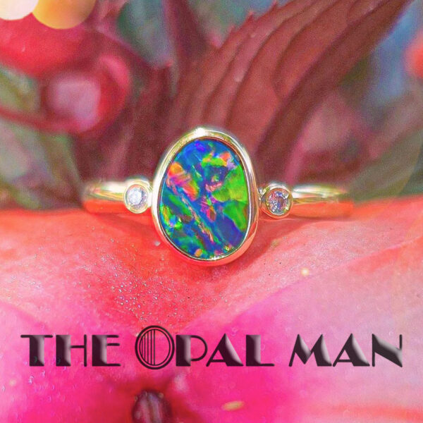 Color Pop Australian Opal Doublet 14K Yellow Gold Ring - 421-00317