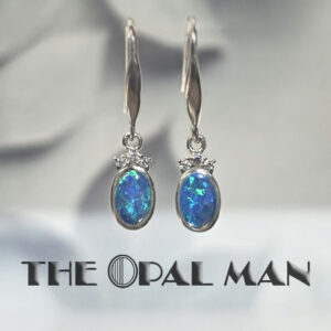 Dazzling Blue Green Australian Opal Doublets Sterling Silver Earrings - *SOLD*
