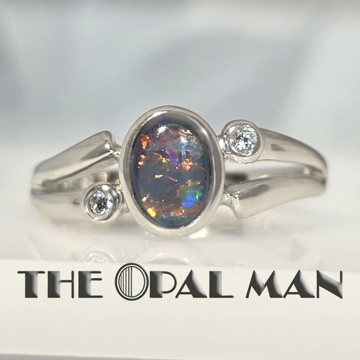 Autumn Leaves Australian Opal Triplet Sterling Silver Ring - *SOLD* - Image 2