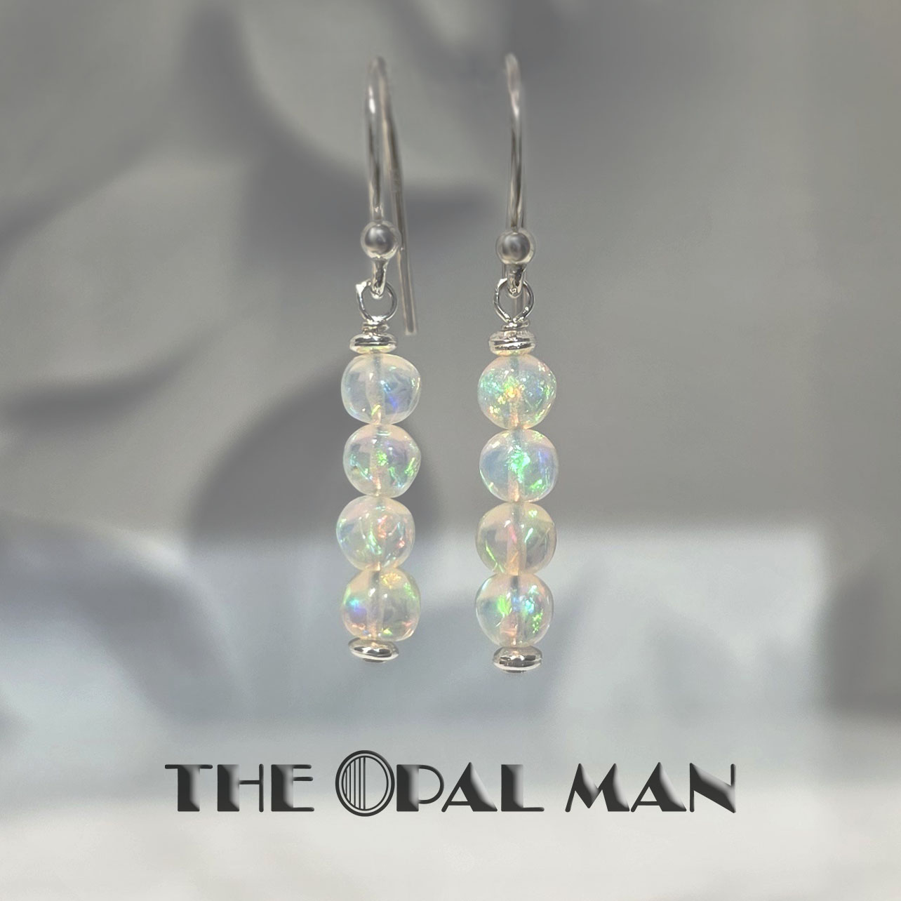 Falling Light Sterling Silver Dangle Earrings With Ethiopian Opals - *SOLD* - Image 2