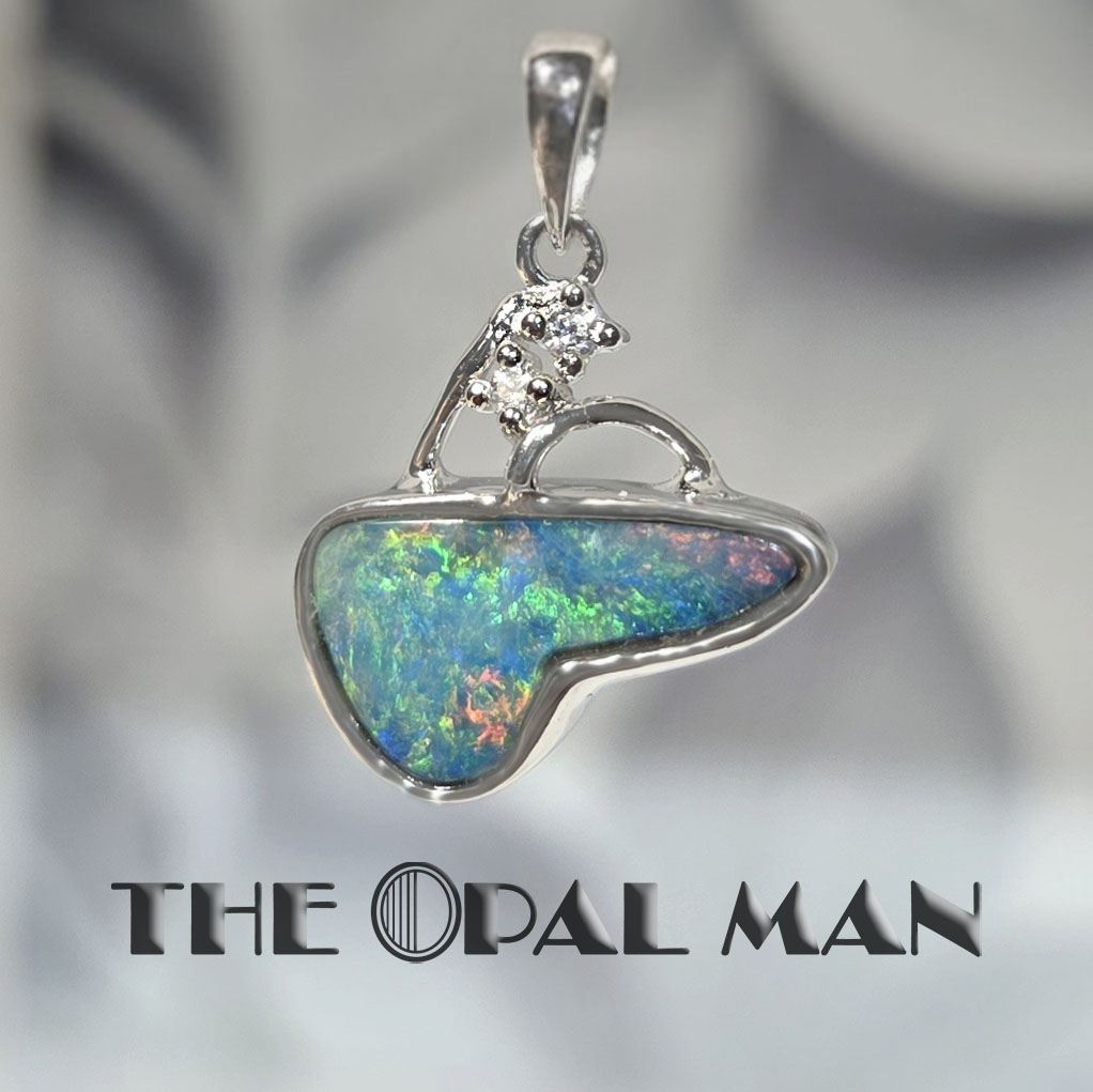 Glowing Flutter Sterling Silver Pendant With One Freeform Australian Opal Doublet - *SOLD* - Image 4
