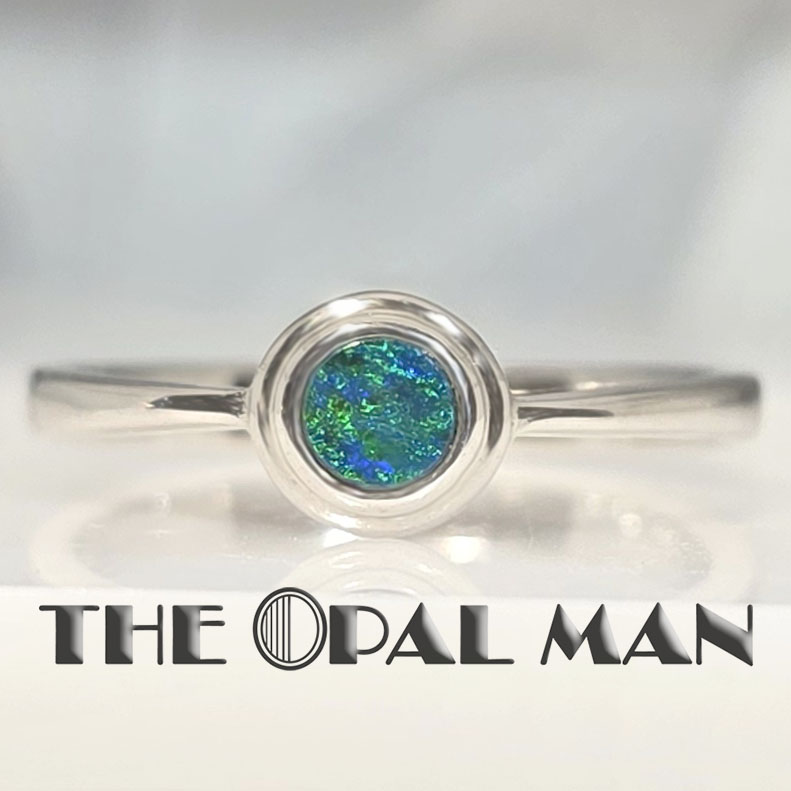 Green Apple Gleam Australian Opal Doublet Sterling Silver Ring - 200-02702 - Image 5