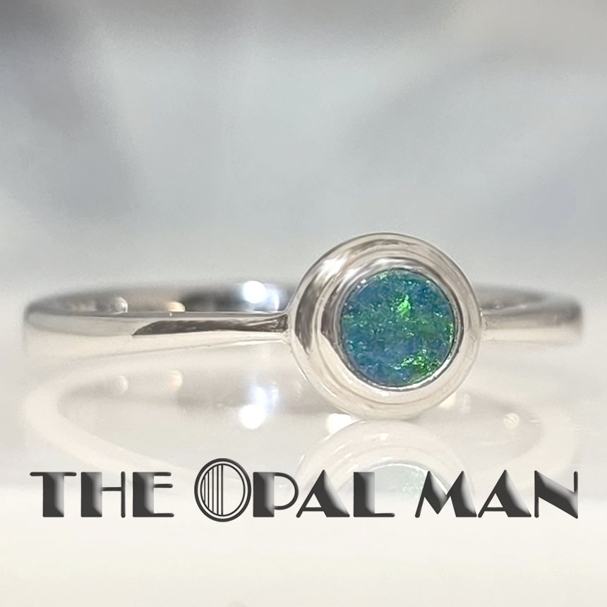 Green Apple Gleam Australian Opal Doublet Sterling Silver Ring - 200-02702 - Image 6