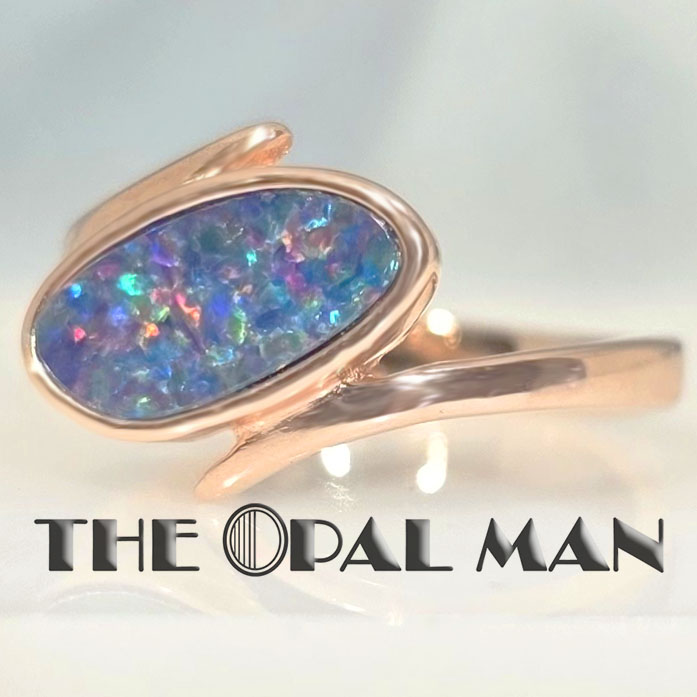 Autumn Blush Rose-Gold Plated Sterling Silver Ring With One Australian Opal Doublet -"SOLD" - Image 7