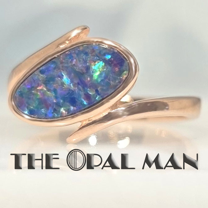 Autumn Blush Rose-Gold Plated Sterling Silver Ring With One Australian Opal Doublet -"SOLD" - Image 4