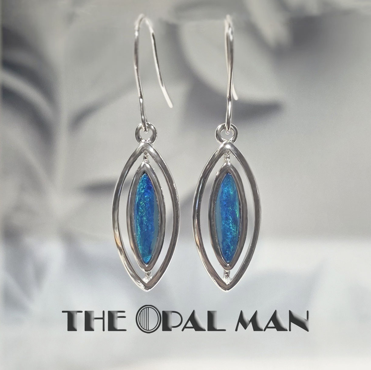 Dazzling Blue Green Australian Opal Doublets Sterling Silver Earrings - SOLD