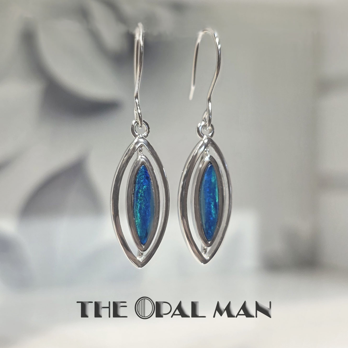 Dazzling Blue Green Australian Opal Doublets Sterling Silver Earrings - SOLD - Image 3