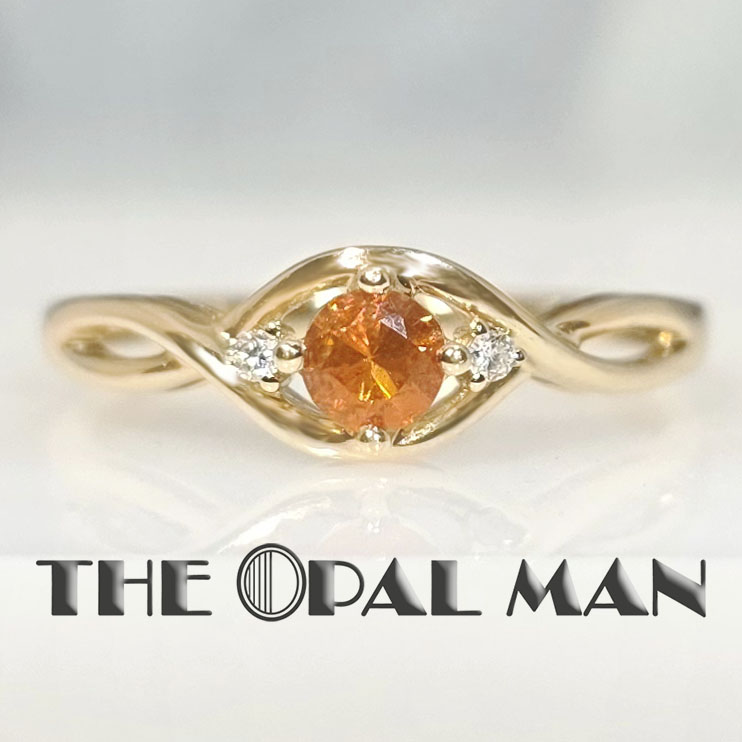 Glistening Ember 14K Yellow Gold Ring With One Mexican Fire Opal - Image 2