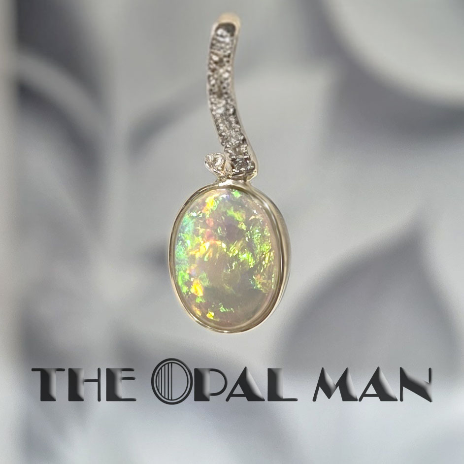 Apple Cider Shimmer Australian Crystal Opal 14K Yellow Gold Pendant - 424-00526 - Image 4