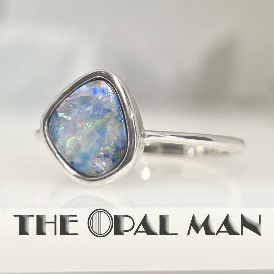 Rainbow Iris Australian Opal Doublet Sterling Silver Ring - 200-02727 - Image 5